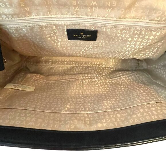 Kate Spade Black Leather Laurel Magnolia Top Handle Suede Sided Shopper Purse - Picture 9 of 11